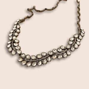 Vintage 80s Gunmetal  Regency Rhinestone Choker Neclace